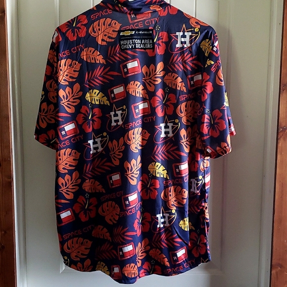 XL Astros Button Up Hawaiian Print Shirt - Picture 2 of 3